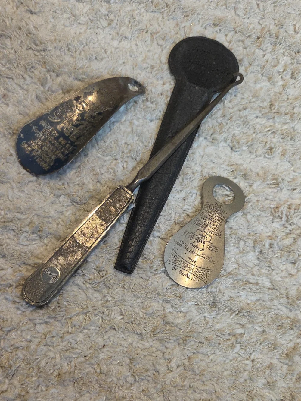 Classic Men's Metal Shoe Horn Set And Vintage Button Hook - Silver